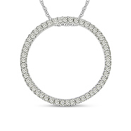 10K White Gold 0.25 CTW Diamond Circle Pendant with Chain