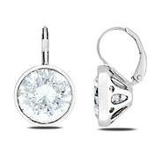 Sterling Silver White Large CZ Drop Earrings