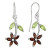 Sterling Silver 2.75 CT TGW Garnet Peridot Charm Earrings