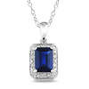 0.04 CTW Diamond & 1.59 CT TGW Synthetic Sapphire Fashion Pendant with Chain Sterling Silver