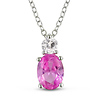 2 1/3 CT TGW Synthetic Pink Sapphire Synthetic White Sapphire Fashion Pendant with Chain Silver