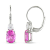 4 5/8 CT TGW Synthetic Pink Sapphire Synthetic White Sapphire LeverBack Earrings Silver