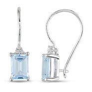 0.03 CTW Diamond & 2 3/8 CT TGW Blue Topaz - Sky Euro Back Earrings Silver
