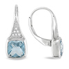 0.05 CTW Diamond & 2 3/8 CT TGW Blue Topaz - Sky LeverBack Earrings Silver