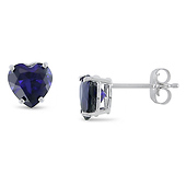 10K White Gold 1.80 CT TGW Synthetic Sapphire Stud Earrings