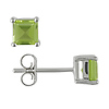 14KW 5/8ct TGW 4X4mm Square Peridot Earrings, prong set gems, butterfly backs