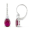 4 5/8 CT TGW Synthetic Ruby Synthetic White Sapphire LeverBack Earrings Silver