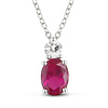 2.33 CT TGW Synthetic Ruby Synthetic White Sapphire Fashion Pendant with Sterling Silver Chain