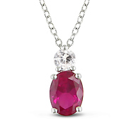 2.33 CT TGW Synthetic Ruby Synthetic White Sapphire Fashion Pendant with Sterling Silver Chain