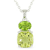 Sterling Silver 5.10 CT TGW Peridot Lemon Quartz Fashion Pendant with Chain