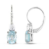 3.80 CT TGW Blue Topaz - Sky Synthetic White Sapphire LeverBack Earrings Sterling Silver