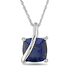 10K White Gold 4 1/6 CT TGW Synthetic Sapphire Fashion Pendant with Chain