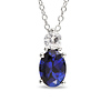 2.33 CT TGW Synthetic Sapphire Synthetic White Sapphire Fashion Pendant with Chain Silver