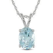 10K White Gold 1.50 CT TGW Blue Topaz - Sky Fashion Pendant with Chain
