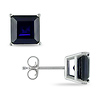 10K White Gold 2.68 CT TGW Synthetic Sapphire Stud Earrings