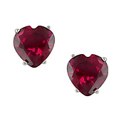 10K White Gold 2 CT TGW Synthetic Ruby Heart Cut Stud Earrings