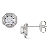 Sterling Silver Ear Pin Earrings Round Diamond 0.15 CT TDW & 0.90 CT Synthetic White Sapphire TGW Butterfly
