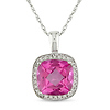 10K White Gold 0.10 CTW Diamond & 3.50 CT TGW Pink Topaz Fashion Pendant with Chain