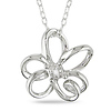 Sterling Silver 0.01 CTW Diamond Flower Pendant with Chain