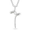 Sterling Silver 0.05 CTW Diamond Solitaire Cross Pendant with Chain