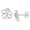 Sterling Silver 0.01 CTW Diamond Flower Earrings