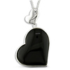 Sterling Silver 34mm Black Heart Onyx Pendant with Chain