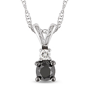 10K White Gold 0.25 CTW Black & White Diamond Fashion Pendant with Chain