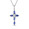 10K White Gold 5/8 CT TGW Sapphire Cross Charm with Chain