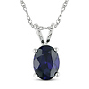10K White Gold 2 CT TGW Oval Cut Synthetic Sapphire Pendant with Chain