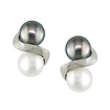 10K White Gold White & Black Freshwater Pearl Earrings