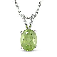 10K White Gold 1.33 CT TGW Peridot Fashion Pendant with Chain