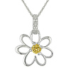 10K White Gold 0.005 CTW Diamond & 1/6 CT TGW Citrine Flower Pendant with Chain