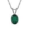 1.20 CT TGW 10K White Gold Synthetic Emerald Fashion Pendant with Chain