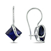 10K White Gold 4 1/8 CT TGW Synthetic Sapphire Euro Back Earrings