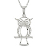 Diamond Accent 10K White Gold Owl Pendant Necklace