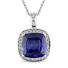 10K White Gold 0.10 CTW Diamond & 3.25 CT TGW Synthetic Sapphire Fashion Pendant with Chain
