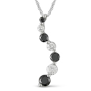 10K White Gold 0.50 CTW Black & White Diamond Journey Pendant with Chain