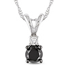 0.50 CTW 10K White Gold Black & White Diamond Fashion Pendant with Chain