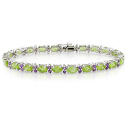 Sterling Silver 13.20 CT TGW Peridot & Amethyst Tennis Bracelet