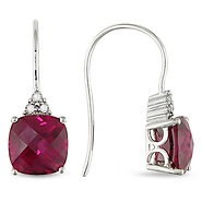 10K White Gold 0.03 CTW Diamond & 5.66 CT TGW Synthetic Ruby Earrings