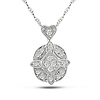 14K White Gold 0.10 CTW Diamond Antique Style Pendant with Chain