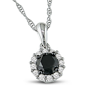 14K White Gold 0.50 CTW Black & White Diamond Fashion Pendant with Chain