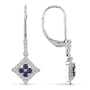 10K White Gold 1/6 CTW Diamond & 3/8 CT TGW Sapphire LeverBack Earrings