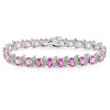 Sterling Silver 0.03 CTW Diamond & 18.75 CT TGW Synthetic Pink Sapphire Bracelet