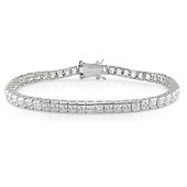 3mm Sterling Silver Channel Princess Cut CZ Tennis Bracelet