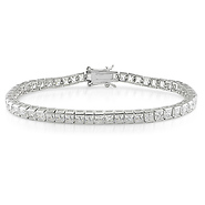 3mm Sterling Silver Channel Princess Cut CZ Tennis Bracelet