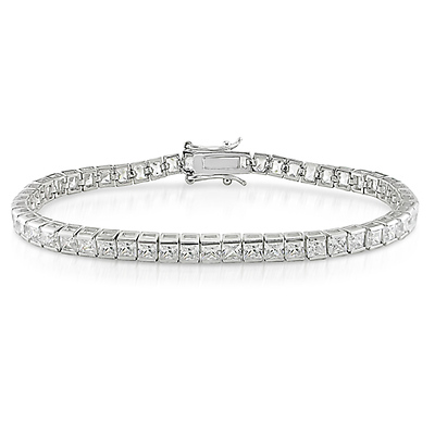 3mm Sterling Silver Channel Princess Cut CZ Tennis Bracelet