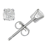 14K White Gold 0.10 TDW Solitaire Stud Earrings