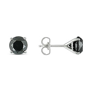 14K White Gold 0.33 CT Round Black Diamond Stud Earrings