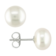 8-9mm Freshwater Button Pearl Earrings w/ Sterling Silver Backs